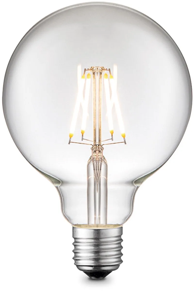 Edison Vintage E27 LED filament lichtbron Globe - Helder - 9.5/9.5/13.5cm - G95 Deco - Retro LED lamp - Dimbaar - 6W 700lm 3000K by Home Sweet Home – product photo