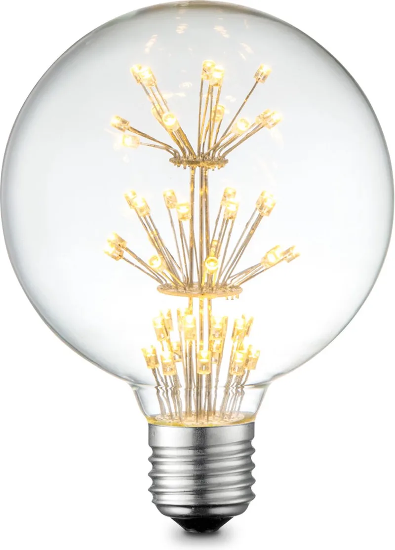 Edison Vintage E27 LED filament lichtbron Globe - Helder - 9.5/9.5/13.5cm - G95 Crystal - Retro LED lamp - 2W 95lm 2200K - warm van Home Sweet Home – productfoto