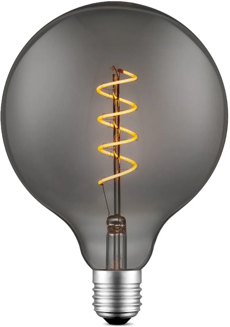 Edison Vintage E27 LED filament lichtbron Globe - Rook - 12.5/12.5/17cm - G125 Spiraal - Retro LED lamp - Dimbaar - 4W 140lm de Home Sweet Home – photo produit