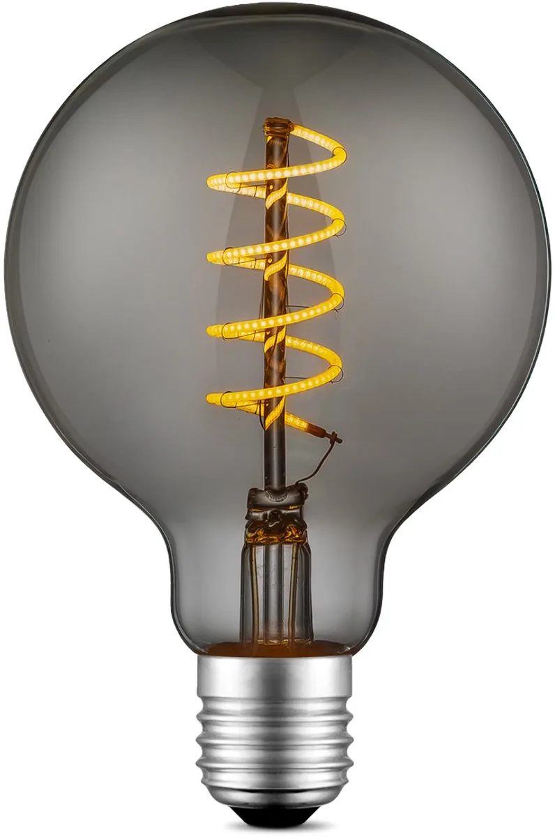 Edison Vintage E27 LED filament lichtbron Globe - Rook - 9.5/9.5/13.5cm - G95 Spiraal - Retro LED lamp - Dimbaar - 4W 140lm 1800K van Home Sweet Home – productfoto