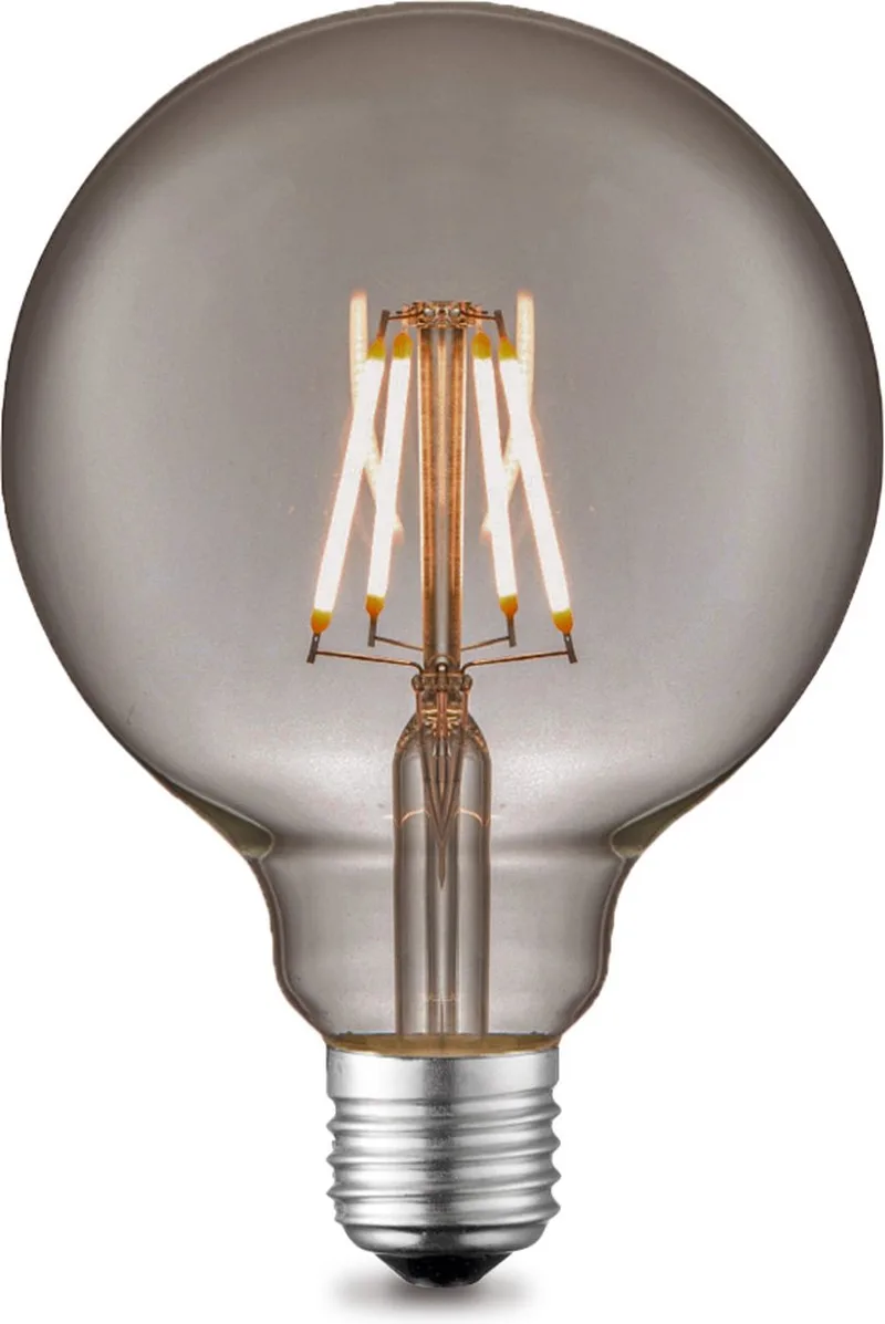 Edison Vintage E27 LED filament lichtbron Globe - Rook - 9.5/9.5/13.5cm - G95 Deco - Retro LED lamp - Dimbaar - 6W 160lm 1800K de Home Sweet Home – photo produit