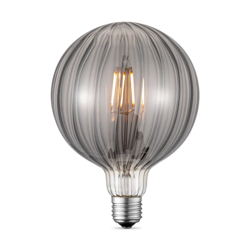 Edison Vintage E27 LED filament lichtbron - Smoke - 12.5/12.5/17cm - G125 Global - Vintage LED lamp - Dimbaar - 4W 400lm 2700K - warm wit licht - geschikt voor E27 fitting de Home Sweet Home en Rook – photo produit