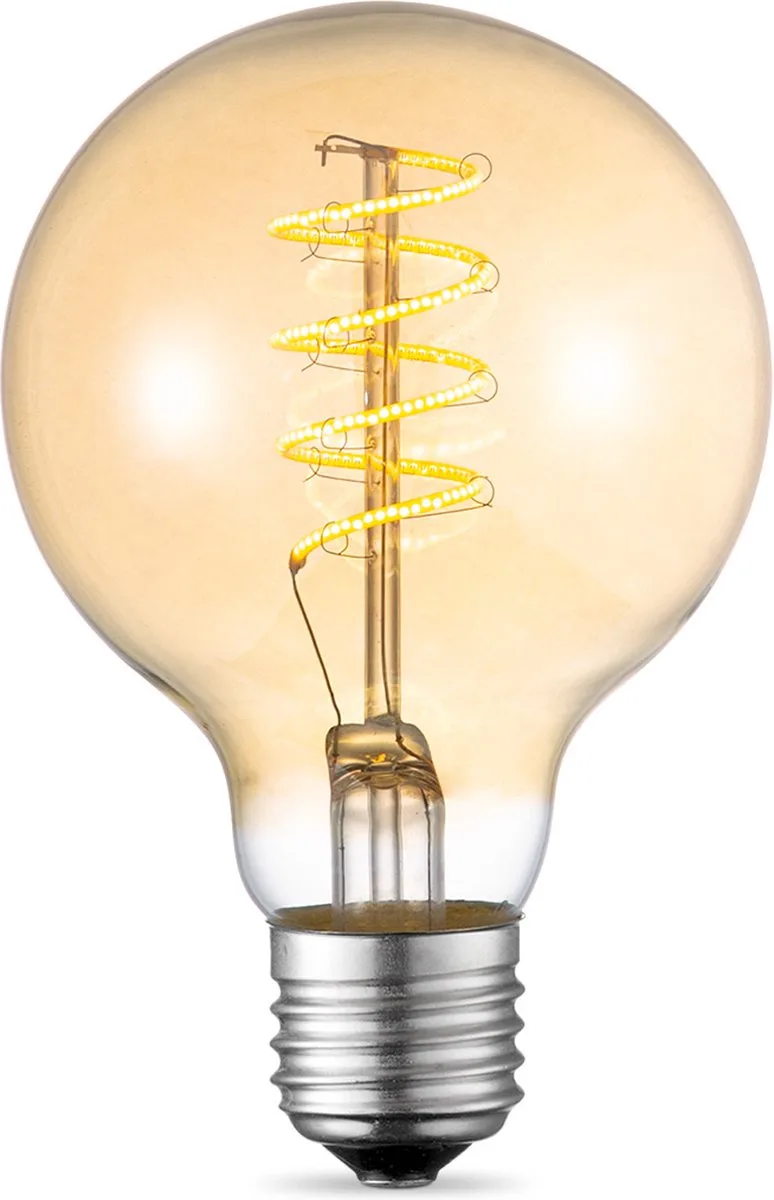 Edison Vintage E27 LED Spiraal Filament lamp - Amber - 8/8/12 cm - G80 Spiraal - Vintage LED lamp - Dimbaar - 4W 280lm 2700K de Home Sweet Home – photo produit