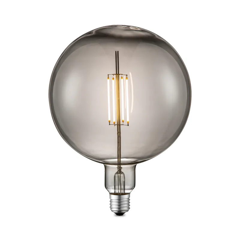 Edison Vintage LED filament lichtbron Carbon - Rook - G180 Ovaal - Retro LED lamp - 18/18/23cm - geschikt voor E27 fitting - Dimbaar - 4W 120lm 1800K - warm wit licht by Home Sweet Home in Smoke – product photo