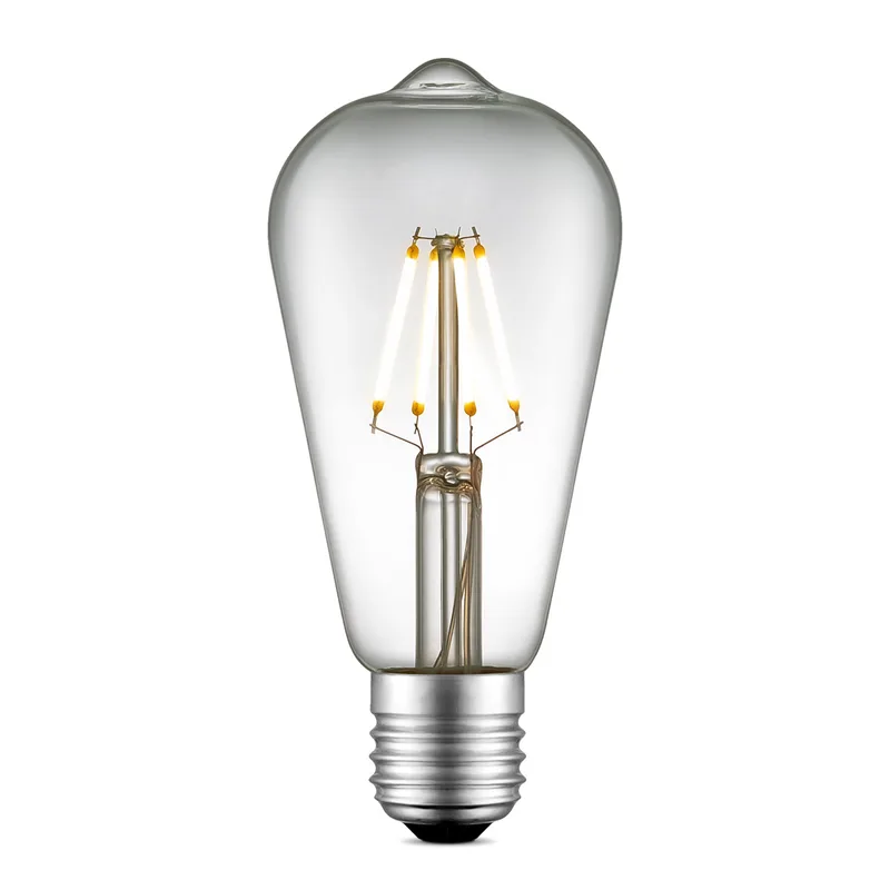 Edison Vintage LED filament lichtbron Drop - ST64 Deco - Retro LED lamp - 6.4/6.4/14cm - geschikt voor E27 fitting - Dimbaar - 4W 440lm 3000K - warm wit licht de Home Sweet Home en Helder – photo produit