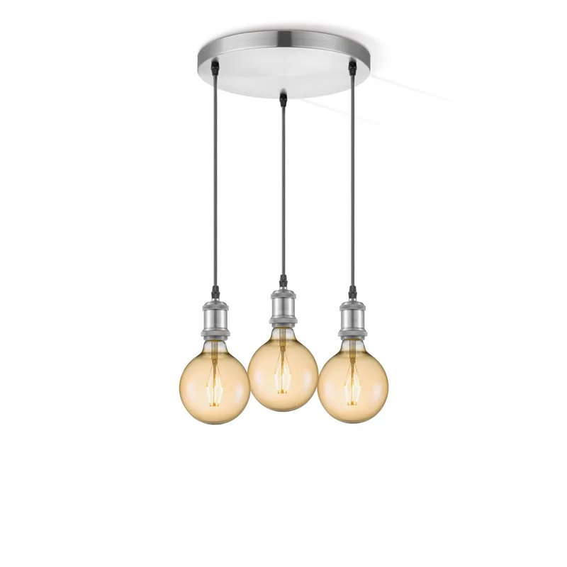 hanglamp Vintage 3L Globe g125 - amber de Home Sweet Home en Argent, Rvs – photo produit