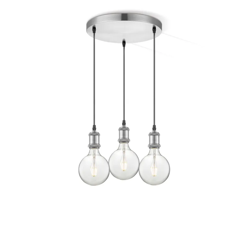 hanglamp Vintage 3L Globe g125 - helder de Home Sweet Home en Argent, Rvs – photo produit