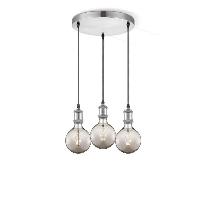 hanglamp Vintage 3L Globe g125 - smoke de Home Sweet Home en Argent, Rvs – photo produit