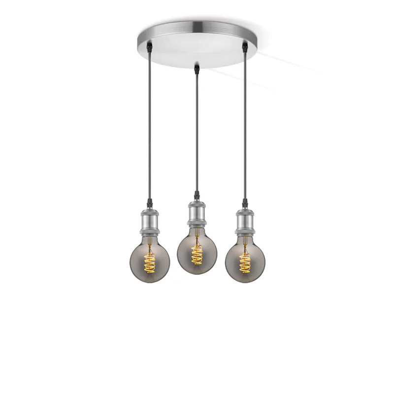 hanglamp Vintage 3L Spiral g95 - smoke de Home Sweet Home en Argent, Rvs – photo produit