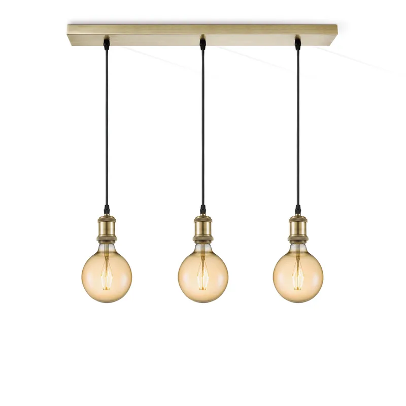 hanglamp Vintage brons 3L Beam Globe g125 van Home Sweet Home in Amber – productfoto
