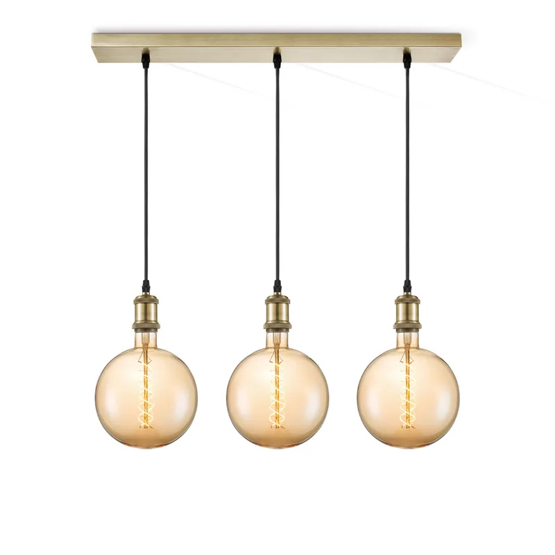 hanglamp Vintage brons 3L Beam Spiral g180 by Home Sweet Home in Amber – product photo