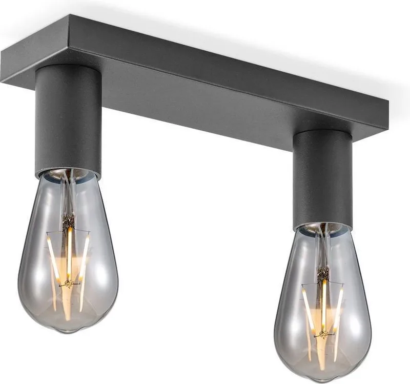 Industriële LED Opbouwspot Nitro - 30/10/10cm - 2 lichts plafondspot - Dimbaar - inclusief LED lichtbron - E27 fitting by Home Sweet Home in Black – product photo