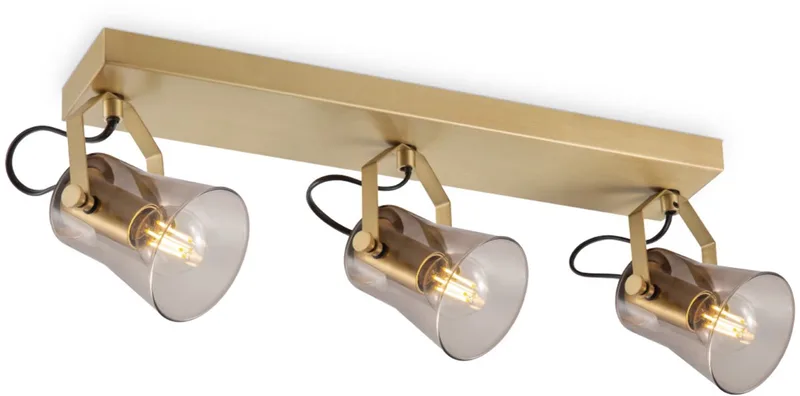 industriële plafondspot Edge 3 - en glas - 3 x E14 - zonder lichtbronnen by Home Sweet Home in Brass – product photo