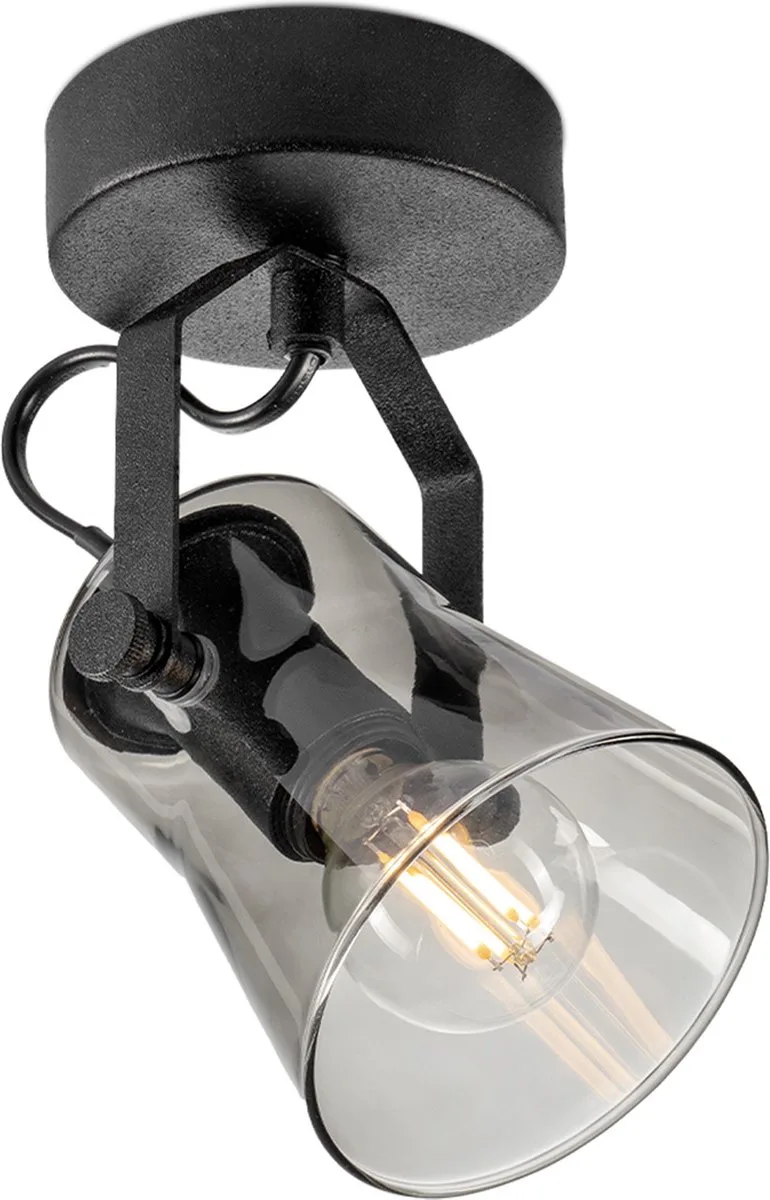 Industriële Plafondspots - Met E14 Fitting - Metaal en Glas Spotlights - 9 x 10 x 18.5cm - Voor woonkamer en slaapkamer de Home Sweet Home en Noir – photo produit