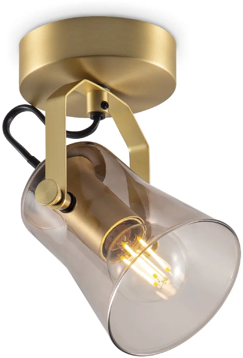 Industriële Plafondspots - Met E14 Fitting - Metaal en Glas Spotlights - 9 x 10 x 18.5cm - Voor woonkamer en slaapkamer de Home Sweet Home en Laiton – photo produit