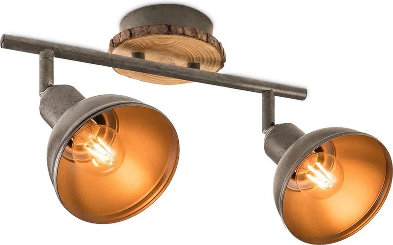 Industriële Plafondspots - Rusty - Met 2 E14 Fitting - Metaal Spotlights - 33 x 10.5 x 24cm - Voor woonkamer en slaapkamer de Home Sweet Home en Natuurlijk – photo produit
