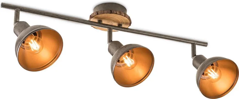 Industriële Plafondspots - Rusty - Met 3 E14 Fitting - Metaal Spotlights - 58 x 10.5 x 24cm - Voor woonkamer en slaapkamer von Home Sweet Home in Natuurlijk – Produktfoto