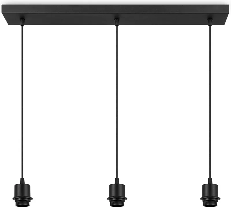 Metaal kroonluchter - Industrie hanglamp - Met 3 pcs lampvoeten - Ontworpen voor Eetkamer en Slaapkamer – 65 x 9.5 x by Home Sweet Home in Black – product photo