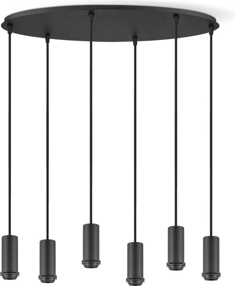 Metaal kroonluchter - Industrie hanglamp - Met 6 pcs lampvoeten - Ontworpen voor Eetkamer en Slaapkamer - 60 x 22 x von Home Sweet Home in Schwarz – Produktfoto