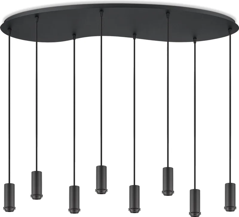 Metaal kroonluchter - Industrie hanglamp - Met 8 pcs lampvoeten - Ontworpen voor Eetkamer en Slaapkamer - 100 x 34.4 x van Home Sweet Home in Zwart – productfoto