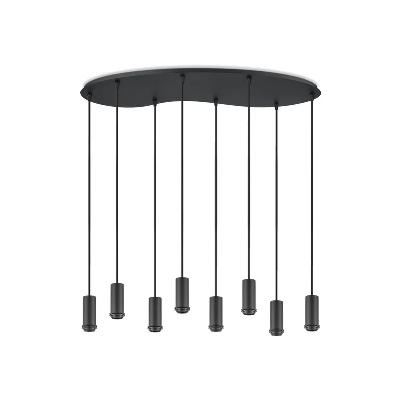 Metaal kroonluchter - Industrie hanglamp - Zwart - Met 8 pcs lampvoeten - Ontworpen voor Eetkamer en Slaapkamer - 80 X 27.5 X 117.5cm - set met E27 Lamphouder - voor Lampenkap met Doorsnede max 15cm - Gloeilamp Niet Inbegrepen de Home Sweet Home – photo produit