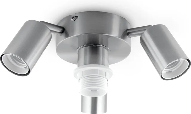 Moderne plafondlamp Dot voor lampenkap - Geborsteld staal - 22/22/11cm - 4 lichts plafonniere gemaakt van Metaal - geschikt voor E27 LED lichtbron - voor lampenkap met doorsnede max.55cm