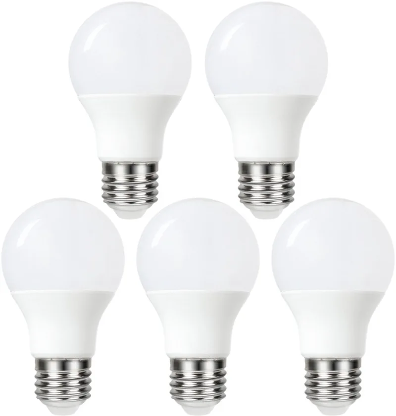 5 Pack - E27 Led Bol Lamp A60 - 4.8W - 500 Lm - 5000K Daglicht Wit - Non Dimmable de Integral LED – photo produit
