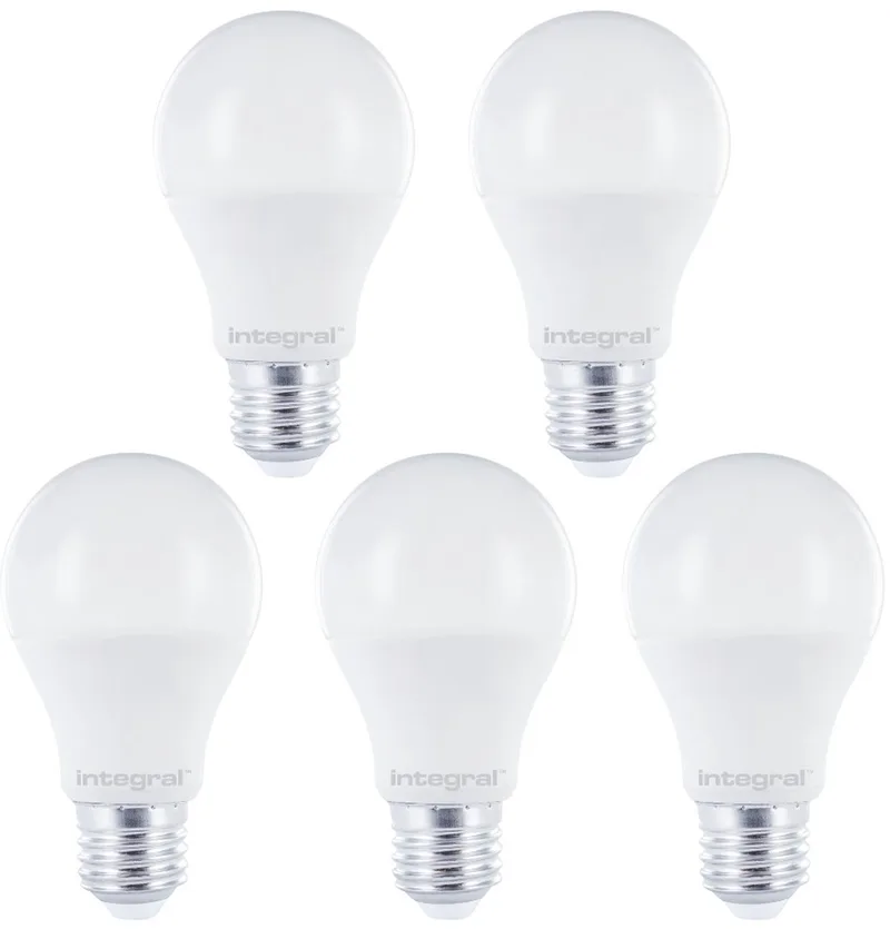 5 Pack - E27 Led Bol Lamp A60 - 7W - 806 Lm - 5000K Daglicht Wit - Non Dimmable von Integral LED – Produktfoto