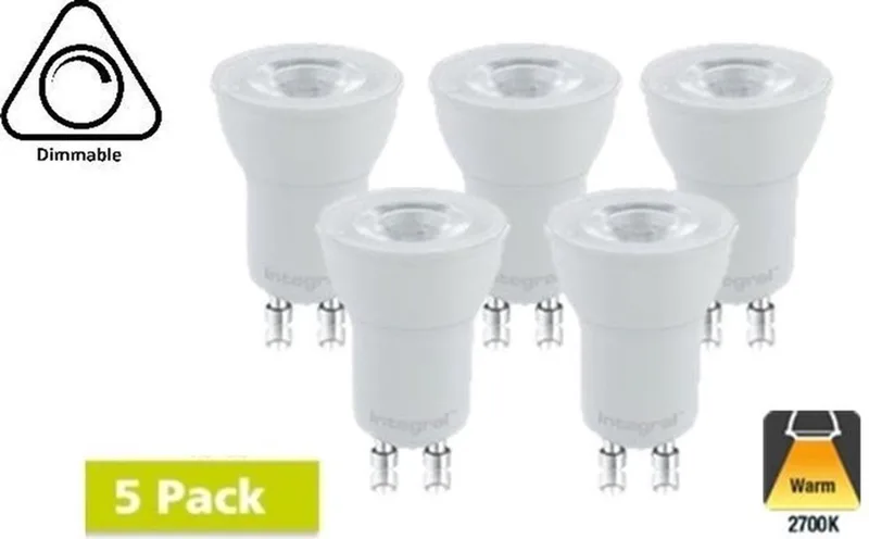 5 Pack - GU10 35MM 3.2W, 290 Lumen, 2700K Warm wit, Dimbaar de Integral LED – photo produit