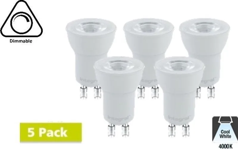 5 Pack - GU10 35MM 3,2w, 330 Lumen, 4000K Neutraal wit, Dimbaar de Integral LED – photo produit