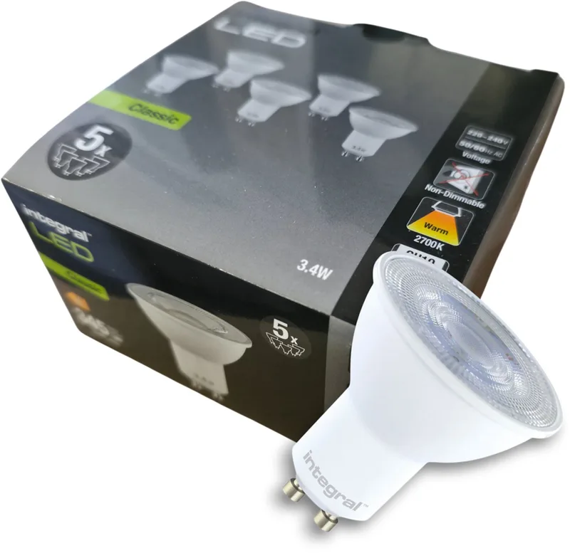 5 stuks | Integral LED GU10 3.6W 345lm 2700K 36º Niet-Dimbaar Ø5cm | GU10 50mm | Extra Warm Wit | 3.6 watt | 15.000 Branduren de Integral LED – photo produit