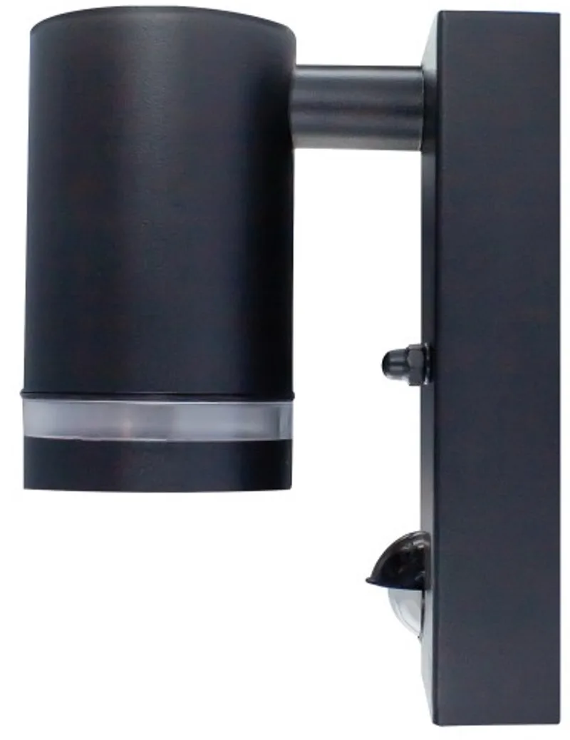 buiten wandlamp zwart met sensor IP54 voor 1x GU10 LED lamp (niet inbegrepen) Buitenlamp | GU10 | Max 1x 5W exclusief de Integral LED en Staal – photo produit
