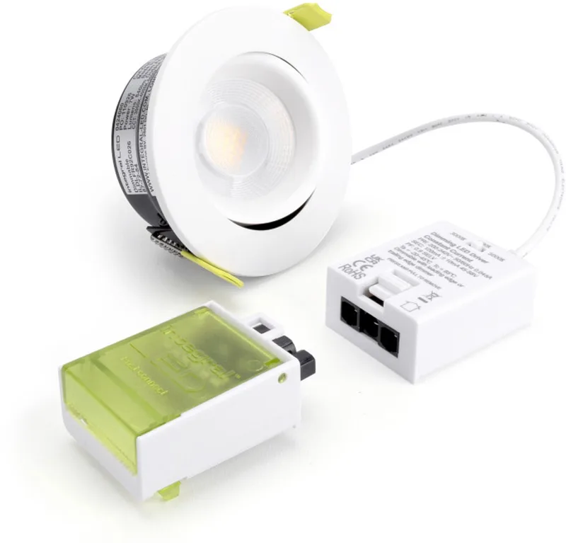 inbouwspot 7W 840lm 55º | Instelbare Lichtkleur | zaagmaat 9.2cm | Dimbaar | IP65 | Kantelbaar | Geen fitting | Warm Wit-Koel Wit-Daglicht | 7 watt | 25.000 Branduren de Integral LED en Blanc – photo produit