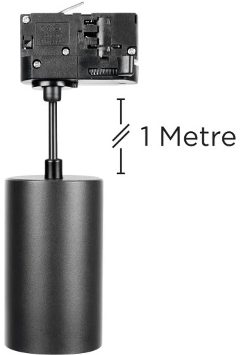 Integral 3-Fase Rail Hanglamp Zwart Ø5.6cm voor 1x GU10 LED lamp (niet inbegrepen) | GU10 fra Integral LED i Zwart Aluminium – produktbillede