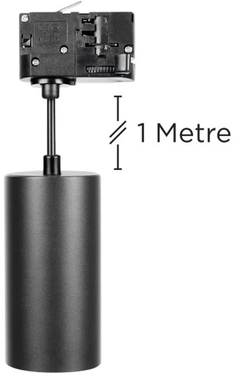 Integral 3-Fase Rail Hanglamp Zwart Ø6.5cm voor 1x GU10 LED lamp (niet inbegrepen) | GU10 de Integral LED en Zwart Aluminium – photo produit