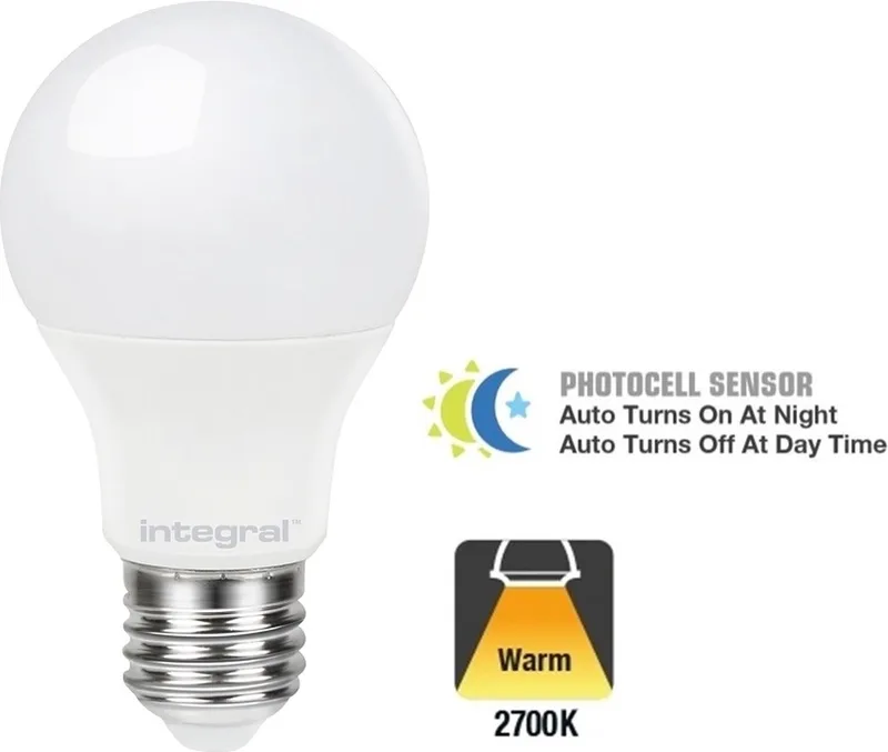 lamp Dag en Nacht sensor - E27 - 2700K Warm wit licht - 9.5W von Integral LED – Produktfoto