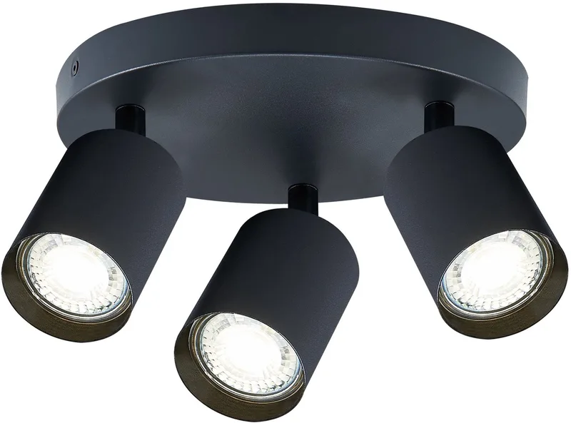 Plafondspot Siena Rond voor 3x GU10 lamp (niet meegeleverd) | 3x GU10 van Integral LED in Mat zwart – productfoto