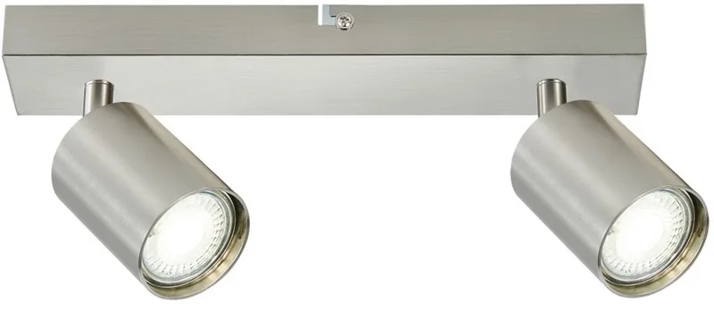Plafondspot Siena voor 2x GU10 lamp (niet meegeleverd) | 2x GU10 de Integral LED en Mat nikkel – photo produit
