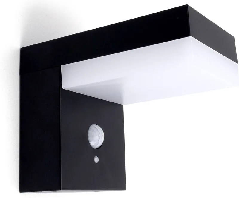 Solar Buiten Wandlamp 6W 3000K 60-360-575lm met bewegingssensor | op zonne-energie Buitenlamp | Warm Wit | 6 watt | 25.000 Branduren von Integral LED in Schwarz – Produktfoto
