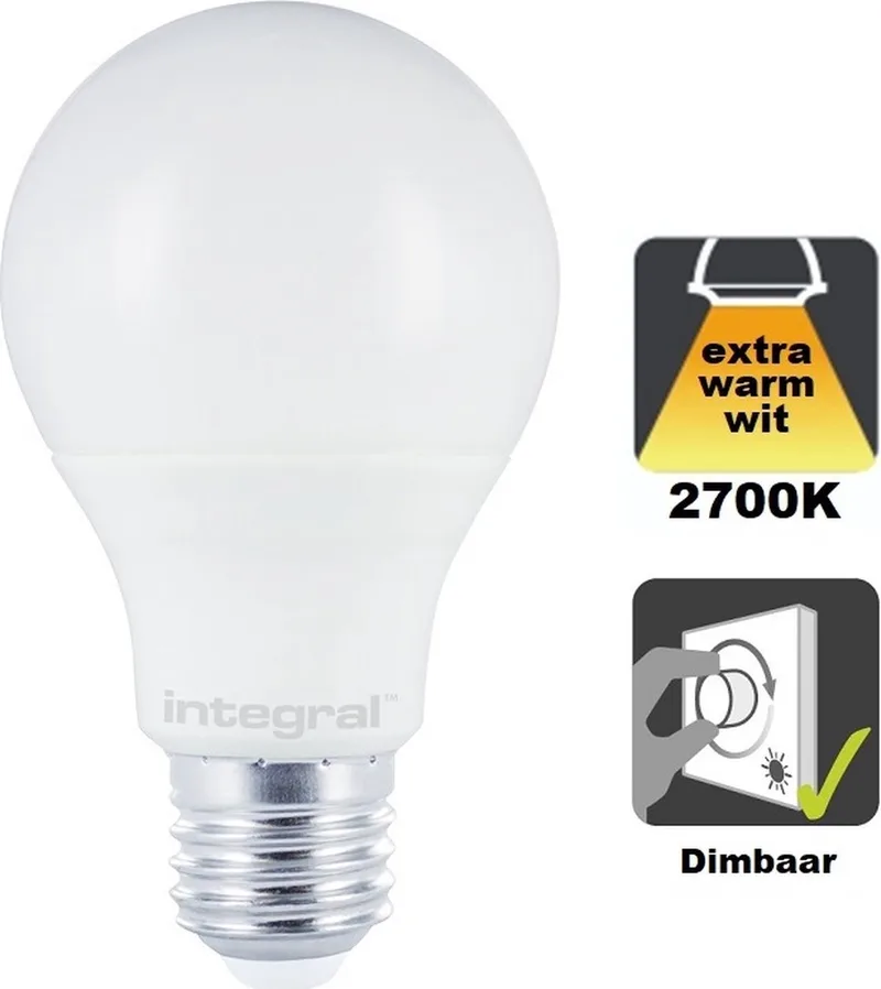 Standaard bol - E27 - 4W - Extra Warm Wit - 2700K - Dimbaar - Opaal van Integral LED – productfoto