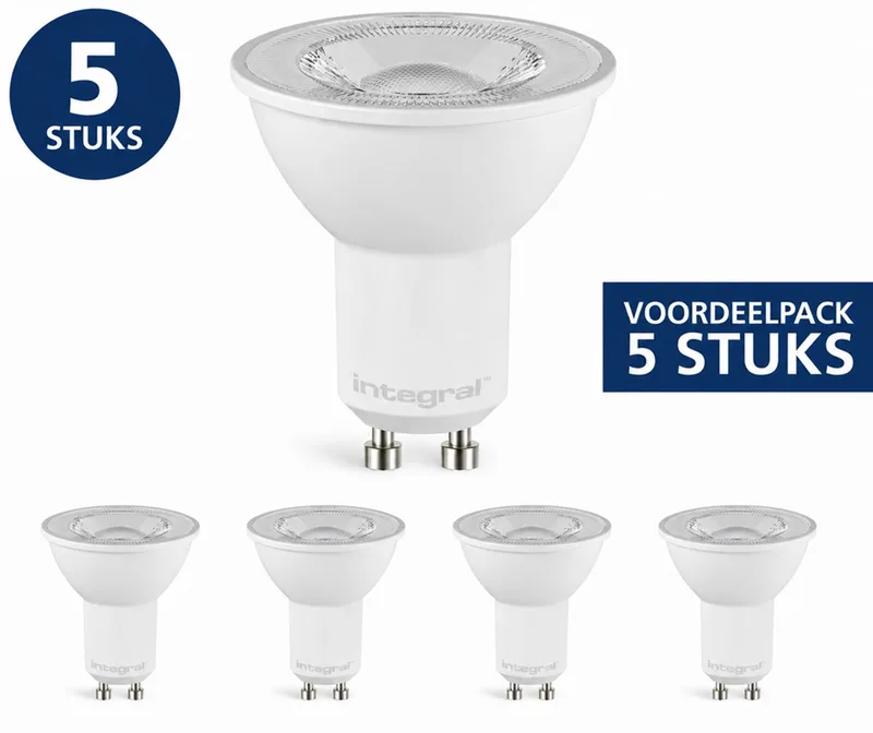 Voordeelpack 5x Integral LED GU10 3.4W 420lm 6500K Daglicht 36° Niet Dimbaar | GU10 50mm | Dag Licht | 3.4 watt | 15.000 Branduren de Integral LED – photo produit