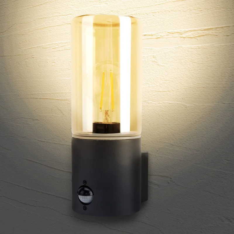 wandlamp Winchester IP54 voor 1x LED lamp | met sensor Buitenlamp | E27 | Max 20W LED de Integral LED en Gris foncé – photo produit