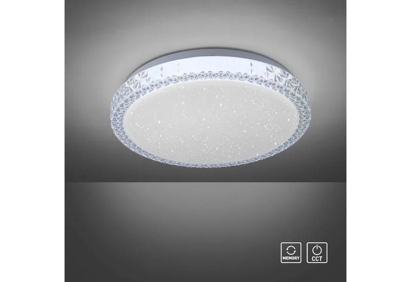 Deckenleuchte FRIDA, Memory, nach Trennung vom Netz, LED fest integriert, Neutralweiß, Tageslichtweiß, warmweiß - kaltweiß, LED, CCT-tunable white, Serienschalter, Memory, nach Trennung vom Netz de Just Light en Blanc – photo produit