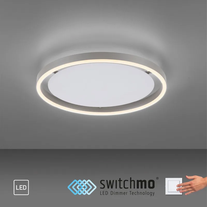 Plafondlamp RITUS, LED vast geïntegreerd, warmwit, LED, dimbaar, Switchmo van Just Light in Zilver – productfoto