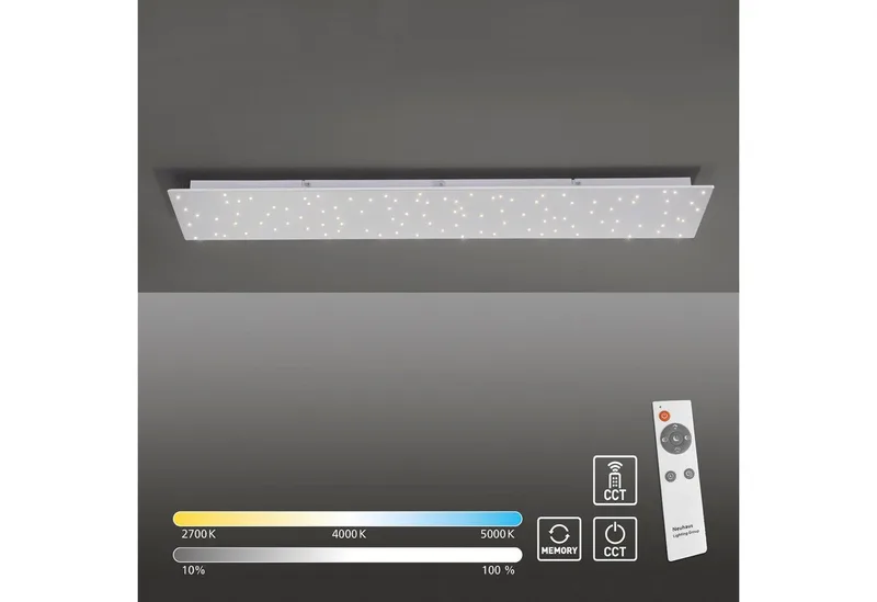 Deckenleuchte SPARKLE, CCT - über Fernbedienung, Fernbedienung, Infrarot inkl., Memory, nach Trennung vom Netz, LED fest integriert, warmweiß - kaltweiß, CCT - über Fernbedienung,Fernbedienung, Infrarot inkl. fra Just Light i Hvid – produktbillede