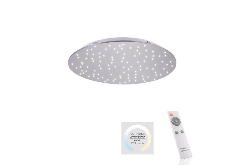 LED Deckenleuchte SPARKLE, CCT - über Fernbedienung, Dimmfunktion, Fernbedienung, Infrarot inkl., Memory, nach Trennung vom Netz, LED fest integriert, warmweiß - kaltweiß, CCT - über Fernbedienung de Just Light en Gris, Argent – photo produit 1 sur 5