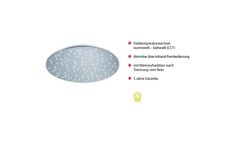 LED Deckenleuchte SPARKLE, CCT - über Fernbedienung, Dimmfunktion, Fernbedienung, Infrarot inkl., Memory, nach Trennung vom Netz, LED fest integriert, warmweiß - kaltweiß, CCT - über Fernbedienung de Just Light en Gris, Argent – photo produit 2 sur 5