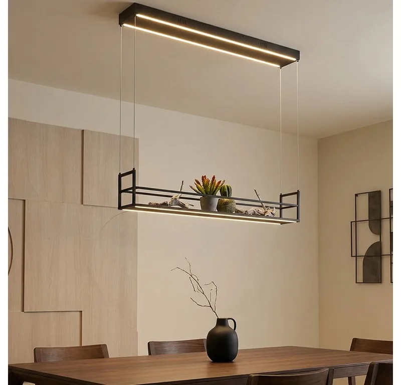 LED-Hängeleuchte, LED-Leuchtmittel fest verbaut, Warmweiß, LED Hängelampe Esstisch Pendelleuchte Gewürzregal Memory H 60-120 cm de Just Light en Noir – photo produit