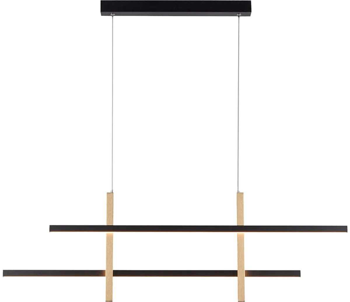 LED hanglamp hanglamp woonkamerlamp plafondlamp eetkamerlamp, metaal aluminium kunststof goud, Simply dimm Memory, 9,5W 1100Lm 3000K warm wit, H 120 cm fra Just Light i Sort – produktbillede