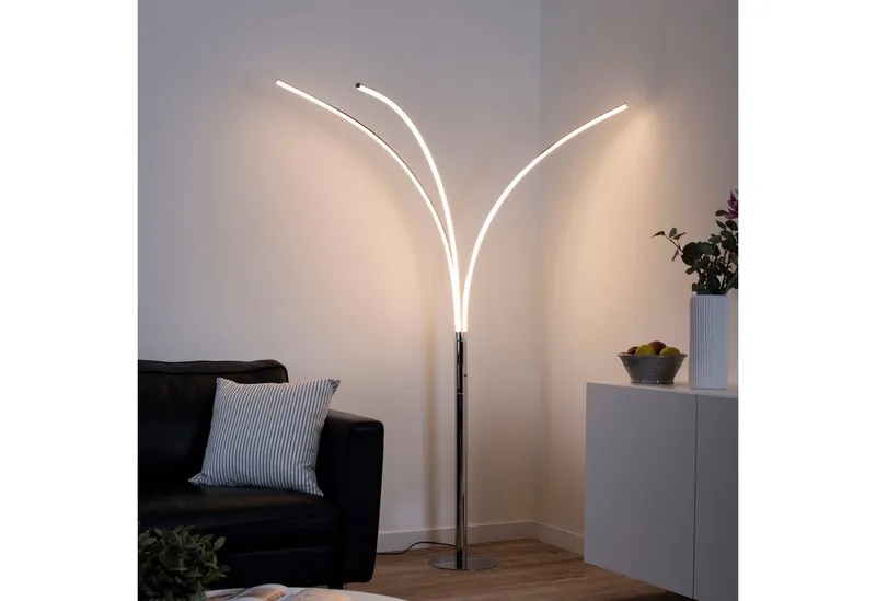 LED staande lamp MAJA, vast ingebouwde LED, warmwit van Just Light in Zilver – productfoto